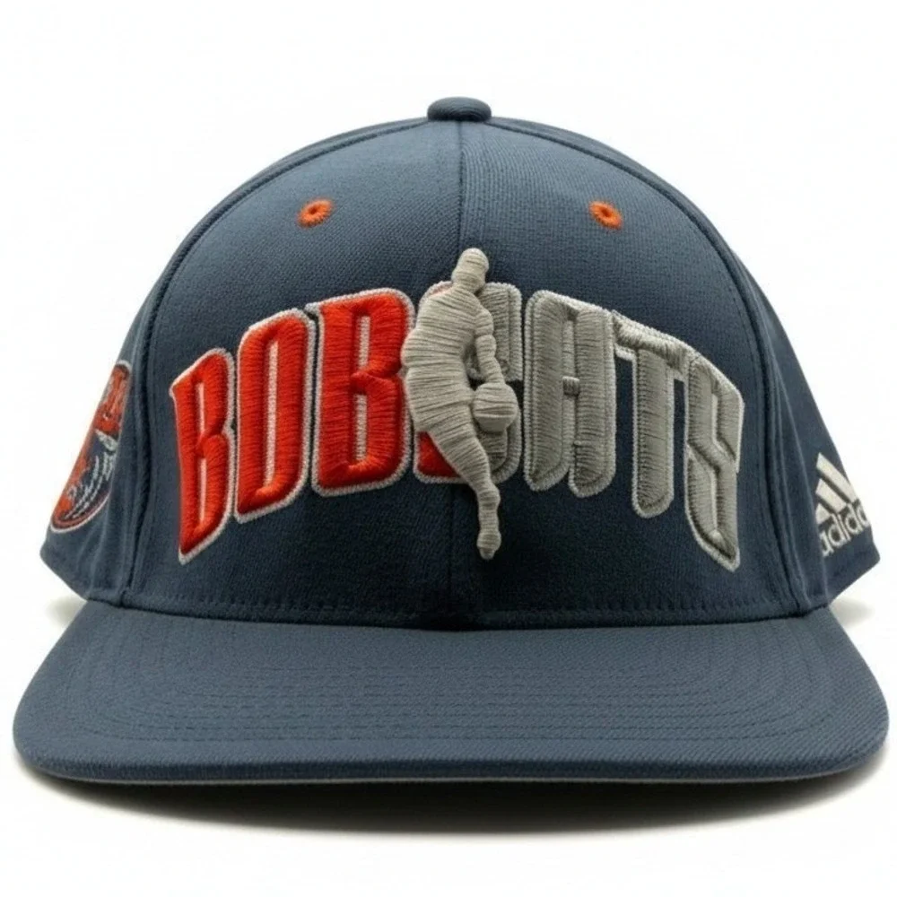 Adidas NBA Charlotte Bobcats Fitted Hat L/XL Blue Orange Climalite Draft‎ Cap